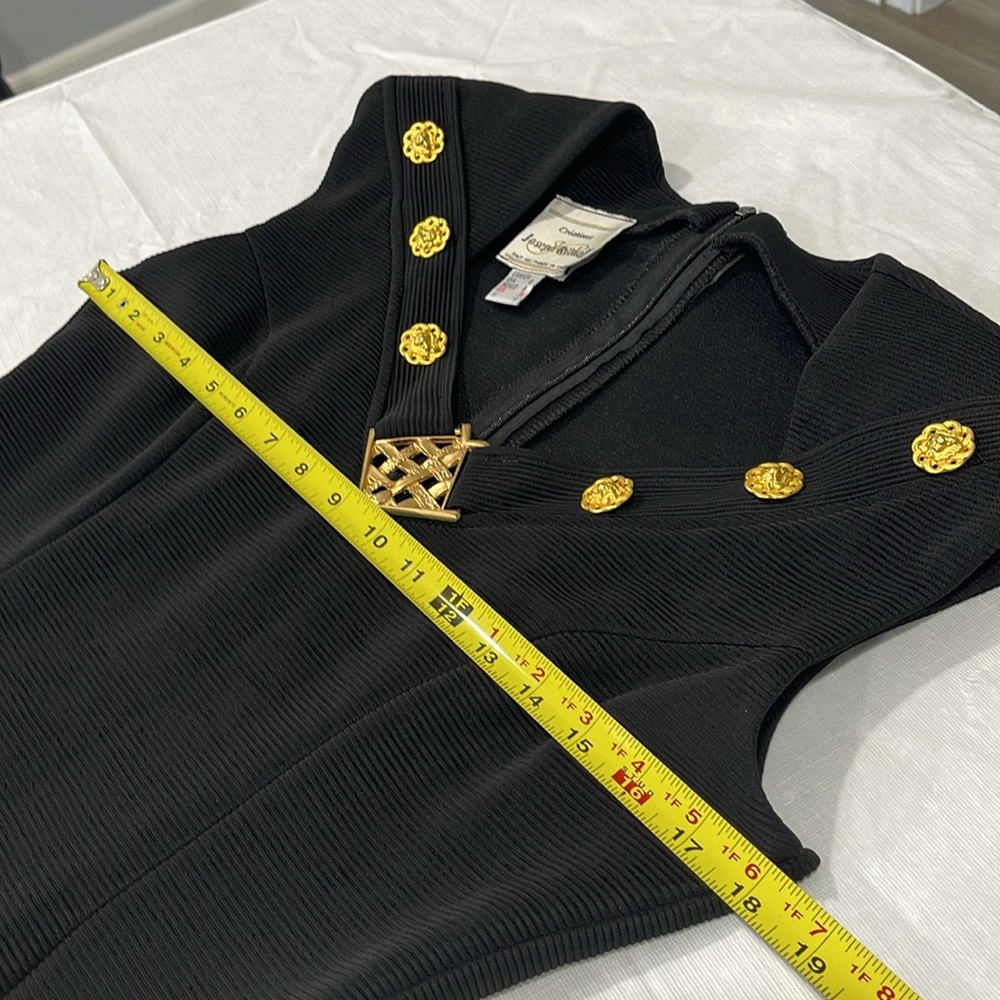 Vintage Joseph Ribkoff women size 8 dress black cocktail sleeveless gold decor - Picture 12 of 16